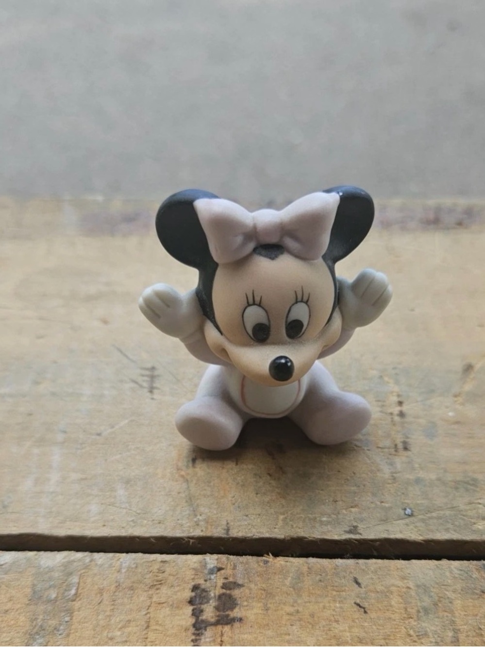 Baby Minnie Mouse Ceramic Figurine Pink Lavender 2.5" Collectible